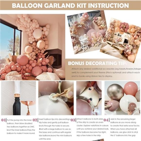 Balloon Arch Garland Kit,Blush Nude Apricot Party Balloons Decoration Set - Picture 5 of 6